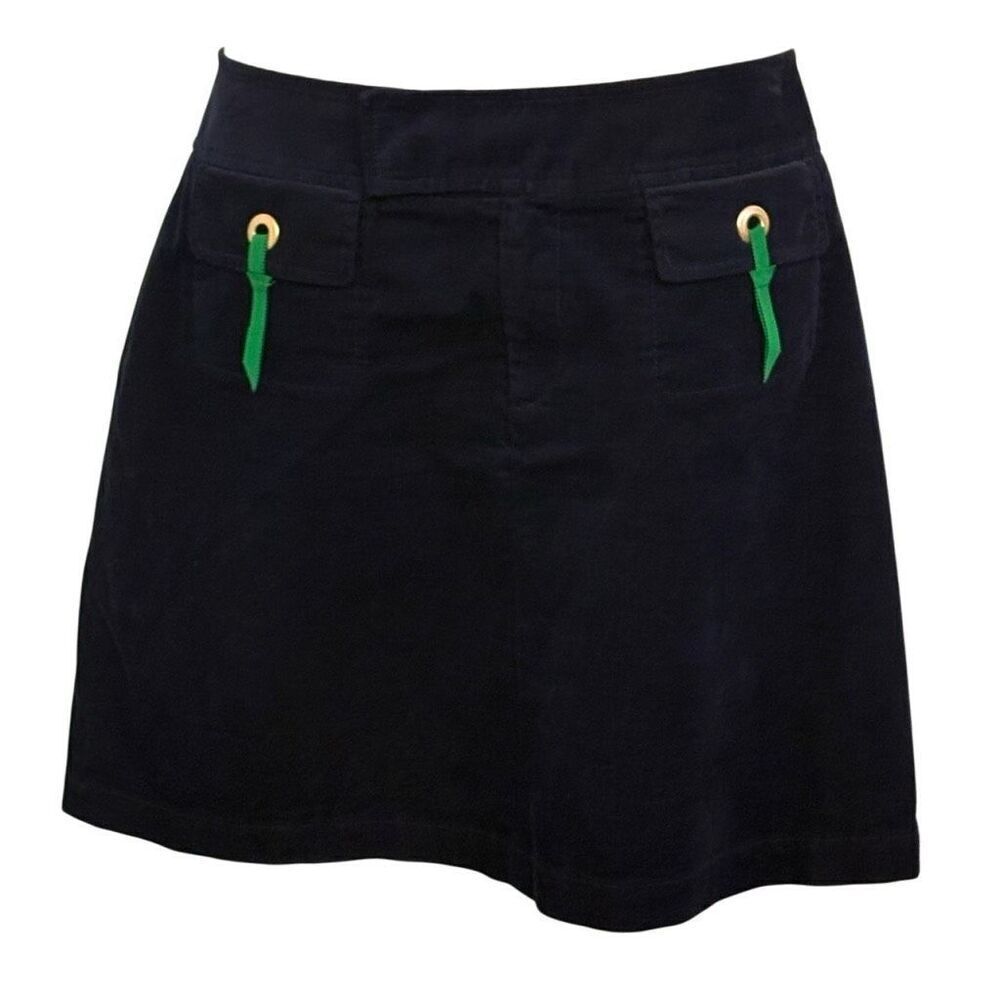 Lilly Pulitzer Corduroy Mini Skirt Navy Blue Ribbon Spring Preppy